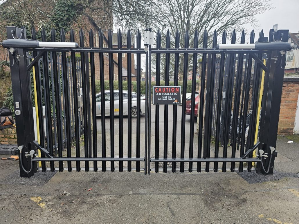 Automatic gate leading into private car park